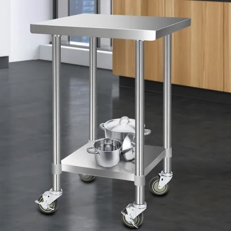 Cefito 430 Stainless Steel Kitchen Bench with Wheels 61cm Image 2