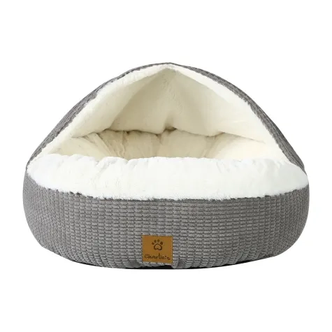 Charlie's Snookie Hooded Calming Dog Bed Small Grey Image 1