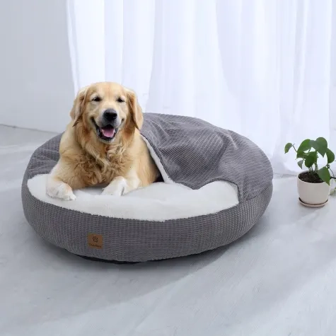Charlie's Snookie Hooded Calming Dog Bed Small Grey Image 2