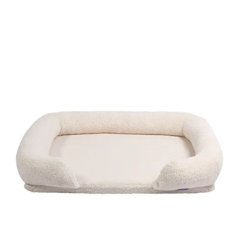 Charlie's Teddy Fleece Orthopedic Memory Foam Sofa Dog Bed Large Cream Image 1