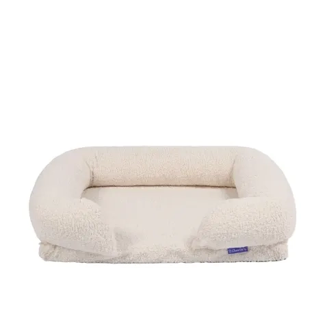 Charlie's Teddy Fleece Orthopedic Memory Foam Sofa Dog Bed Medium Cream Image 1