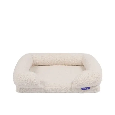 Charlie's Teddy Fleece Orthopedic Memory Foam Sofa Dog Bed Small Cream Image 1