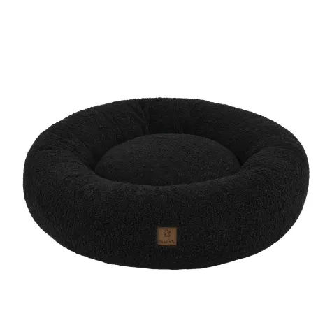 Charlie's Teddy Fleece Round Calming Dog Bed Large Charcoal Image 1