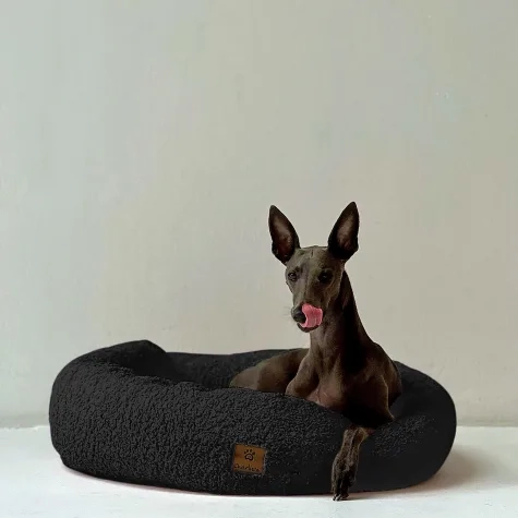 Charlie's Teddy Fleece Round Calming Dog Bed Medium Charcoal Image 2