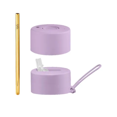 Frank Green Push Button and Straw Lid with Straw Cleaner Lilac Haze Image 1
