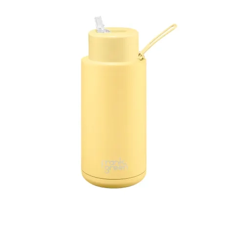 Frank Green Ultimate Ceramic Reusable Bottle with Straw 1L (34oz) Buttermilk Image 1