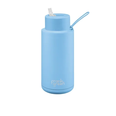 Frank Green Ultimate Ceramic Reusable Bottle with Straw 1L (34oz) Sky Blue Image 1