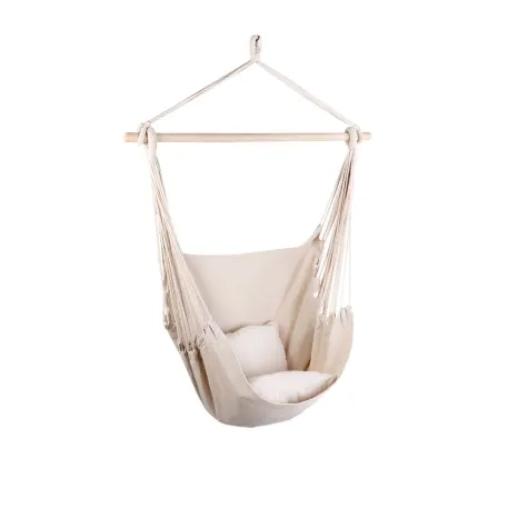 Gardeon Swing Chair Hammock with 2 Cushions Cream Image 1