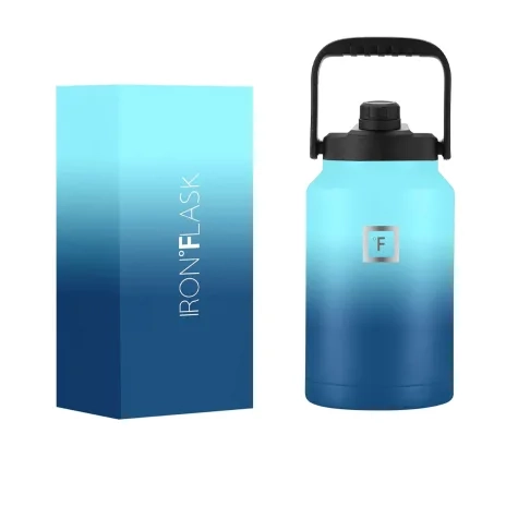 Iron Flask Bottle with Spout Lid 3.8L Blue Waves Image 1