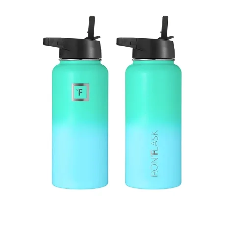 Iron Flask Wide Mouth Bottle with Straw Lid 1.2L Sky Image 2