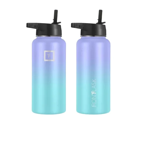 Iron Flask Wide Mouth Bottle with Straw Lid 950ml Cotton Candy Image 2