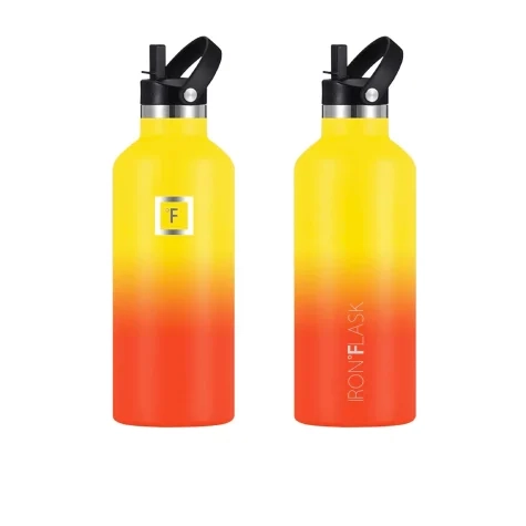Iron Flask Narrow Mouth Bottle with Straw Lid 1.9L Fire Image 2