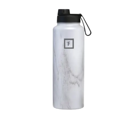 Iron Flask Wide Mouth Bottle with Spout Lid 1.2L Carrara Marble Image 1