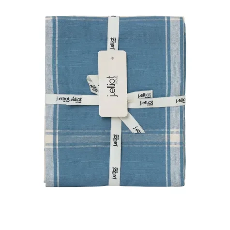 J.Elliot Home Check Tea Towel Set of 2 Steel Blue and Sand Image 2