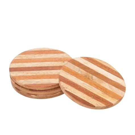 J.Elliot Home Willow Round Coaster Set of 4 Natural and Brown Image 1