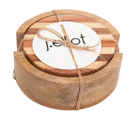 J.Elliot Home Willow Round Coaster Set of 4 Natural and Brown Image 2
