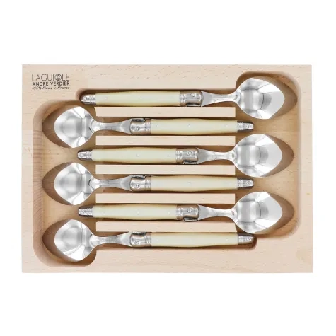 Laguiole by Andre Verdier Debutant Dessert Spoon Set of 6 Ivory Image 1