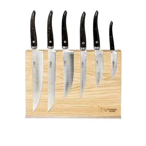 Laguiole en Aubrac Cuisine Gourmet 6pc Magnetic Knife Block Set Ebony Wood Image 1