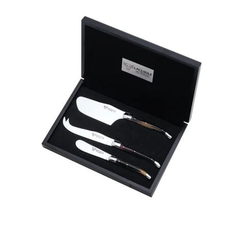 Laguiole en Aubrac Forged Cheese Knife Set 3pc Solid Horn Image 2