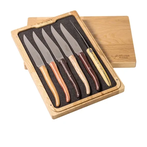 Laguiole en Aubrac Steak Knife Set of 6 Mixed Wood Image 1