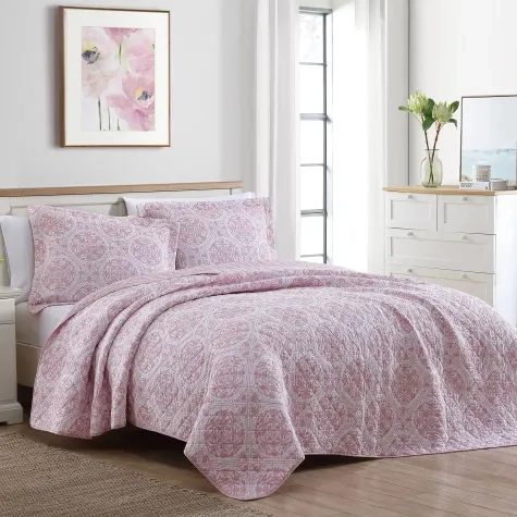 Laura Ashley Ayla Printed Coverlet Set Queen/King Image 1
