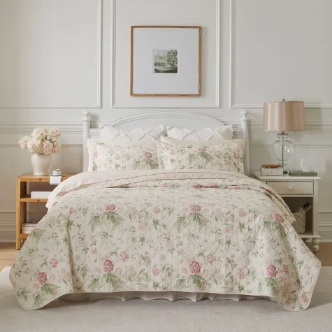 Laura Ashley Breezy Floral Printed Coverlet Set Queen Image 1