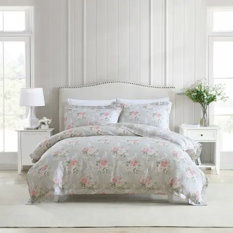 Laura Ashley Melany Quilt Cover Set Double Pink Image 1