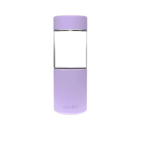 Luxey Cup Glass Coffee and Smoothie Cup 473ml (16oz) Sparkles Purple Image 1