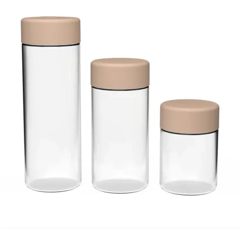 Luxey Cup Glass Pantry Canister Set 3pc Chino Image 1