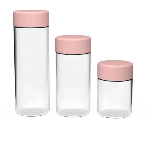 Luxey Cup Glass Pantry Canister Set 3pc Dusty Pink Image 1