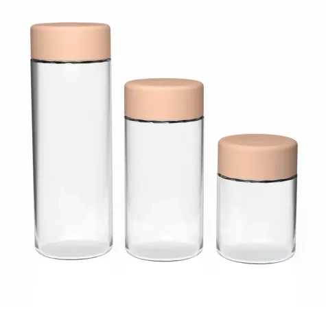 Luxey Cup Glass Pantry Canister Set 3pc Peach Image 1