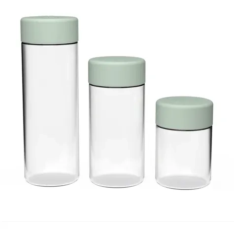 Luxey Cup Glass Pantry Canister Set 3pc Sage Image 1