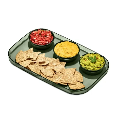 Madesmart Dipware Large Serving Tray with 3 Bowls Olive Green Image 1
