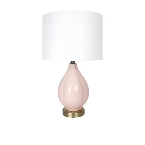 Metro Ceramic Table Lamp Pink/White Image 1
