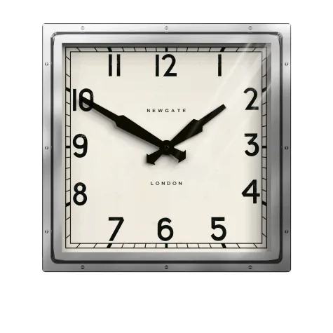 Newgate Square Quad Wall Clock 40cm Chrome Image 1