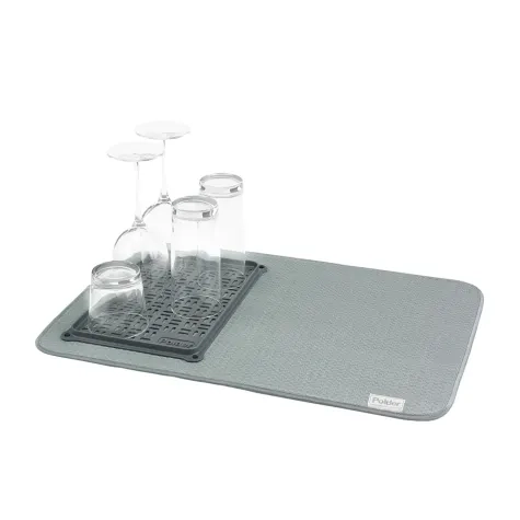 Polder Microfibre Drying Mat with Glass Tray Gray Image 1