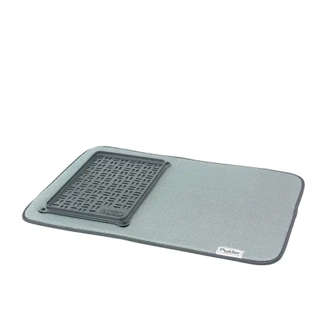 Polder Microfibre Drying Mat with Glass Tray Gray Image 2