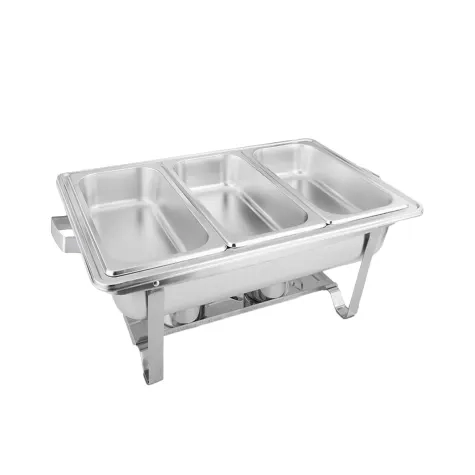 Soga Rectangular Stainless Steel Triple Tray Chafing Dish Set of 2 Image 2