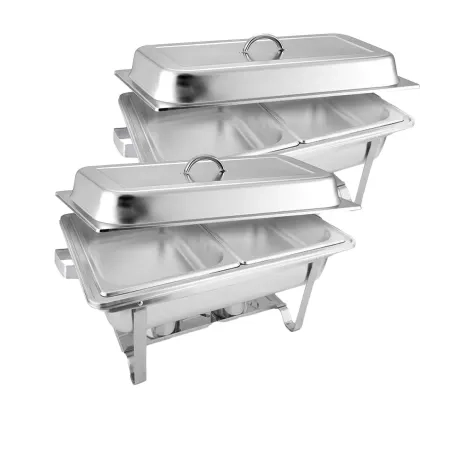 Soga Rectangular Stainless Steel Dual Tray Chafing Dish Set of 2 Image 1