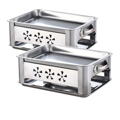 Soga Rectangular Stainless Steel Outdoor Fish Chafing Dish 40cm Set of 2 Image 1