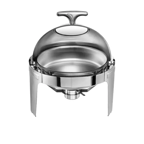 Soga Round Stainless Steel Chafing Dish with Glass Roll Top Set of 2 Image 2