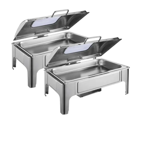 Soga Rectangular Stainless Steel Chafing Dish with Window Lid Set of 2 Image 1