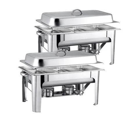 Soga Rectangular Stainless Steel 3 Pans Chafing Dish Set of 2 Image 1