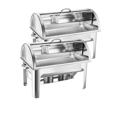 Soga Rectangular Stainless Steel Full Size Chafing Dish w/ Roll Top Set of 2 Image 1