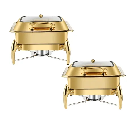 Soga Square Stainless Steel Chafing Dish with Top Lid Set of 2 Gold Image 1