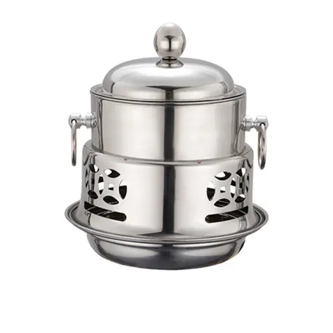 Soga Round Stainless Steel Single Hot Pot with Lid 23cm Set of 2 Image 2