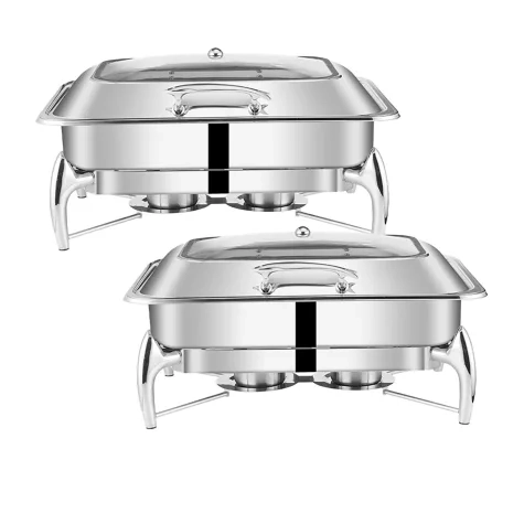 Soga Rectangular Stainless Steel Chafing Dish with Top Lid Set of 2 Image 1