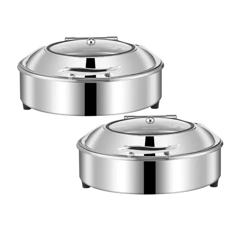 Soga Round Stainless Steel Chafing Dish with Top Lid Set of 2 Image 1