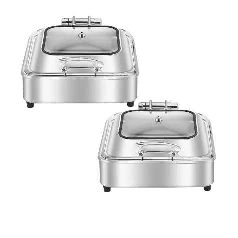 Soga Square Stainless Steel Chafing Dish with Top Lid Set of 2 Image 1