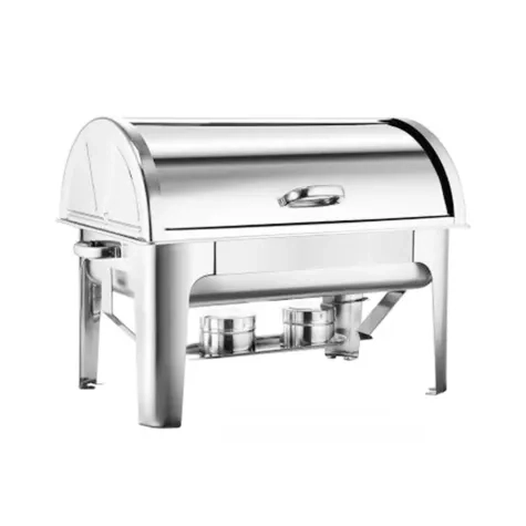 Soga Rectangular Stainless Steel 2 Pans Chafing Dish with Roll Top Image 1
